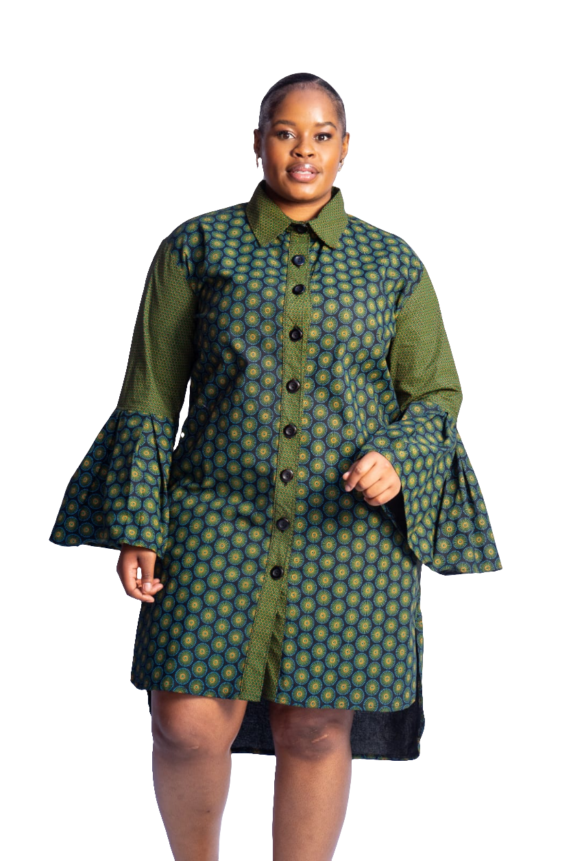 Shwe Peplum Sleeves Shirt Dress